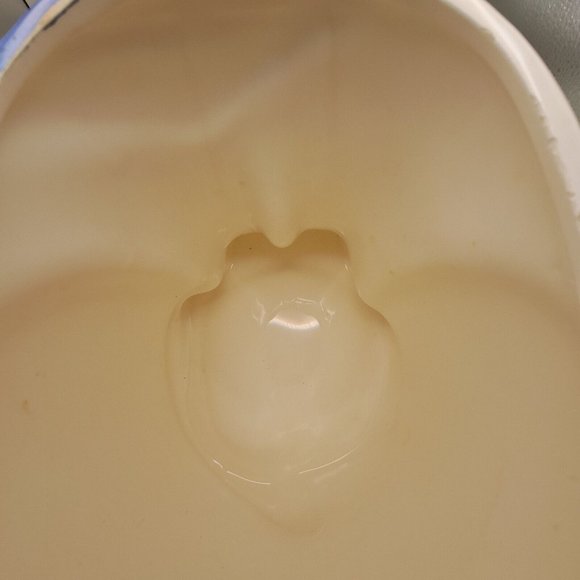 Coco Dowley Smiling Cat Cookie Jar Fish Bib Kerchief White Tabby Kitty 12" High - Picture 9 of 16